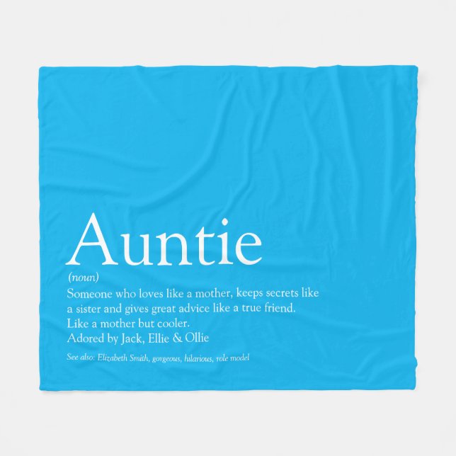 Couverture Polaire Meilleure Tante Tante Définition Sky Blue Fun (Devant (Horizontal))