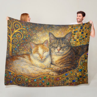 Couverture Polaire Meilleurs amis de chat inspirés de Klimt