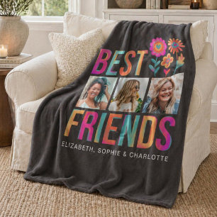 Couverture Polaire Meilleurs amis Photo Collage Noms BFF