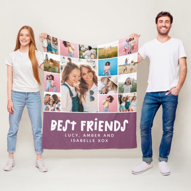 Couverture Polaire Meilleurs amis violet 15 photo moderne cadeau mini (En situation)