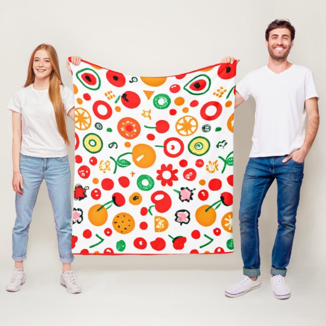 Couverture Polaire Mélanges de Motifs de fruits. Commandez dès mainte (En situation)