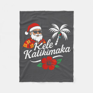 Couverture Polaire Mele Kalikimaka Noël Hawaïen Chapeau de Père Noël 
