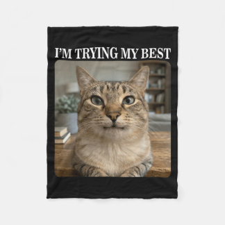 Couverture Polaire Mème de chat qui pleure drôle pour hommes femmes e