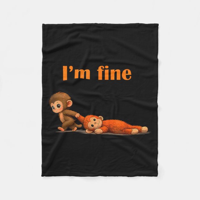 Couverture Polaire Mème de singe qui frappe l'animal en peluche câlin (Devant)