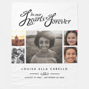 Couverture Polaire Mémorial dans les coeurs pour toujours photo noir 