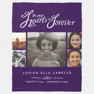 Couverture Polaire Mémorial dans les coeurs pour toujours photo viole