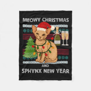 Couverture Polaire Meowy Noël Sphynx drôle Chapeau de Père Noël Sweat