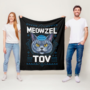 Couverture Polaire Meowzel Tov Hanukkah Juif Chat Holiday