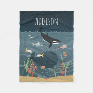 Couverture Polaire Mer mignonne et nuit Whimsical Océan Orca Enfants