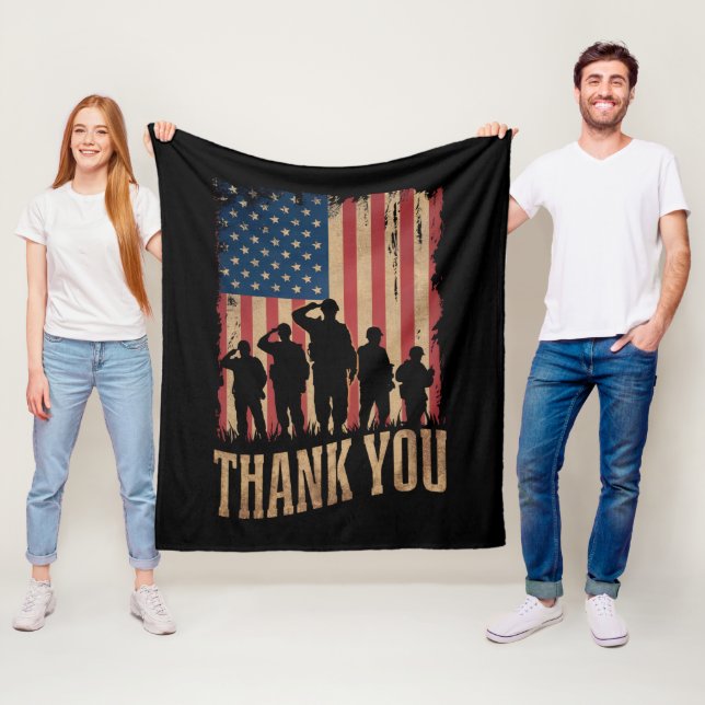 Couverture Polaire Merci Anciens Combattants Jour Américain Drapeau V (En situation)