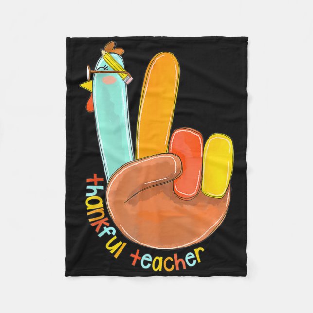 Couverture Polaire Merci Professeur amusant Thanksgiving Peace Hand S (Devant)