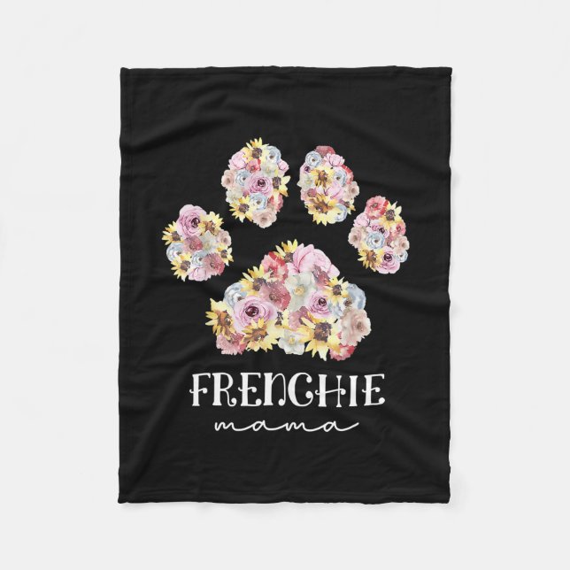 Couverture Polaire Mère Art Frenchie Mama Floral Paw French Buldog (Devant)