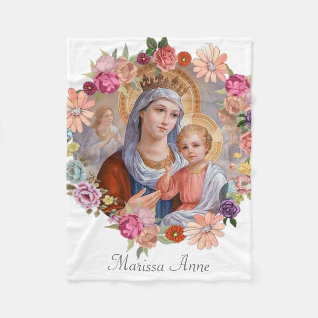 Couverture Polaire Mère Mary de Vierge avec le bébé Jésus (Devant)