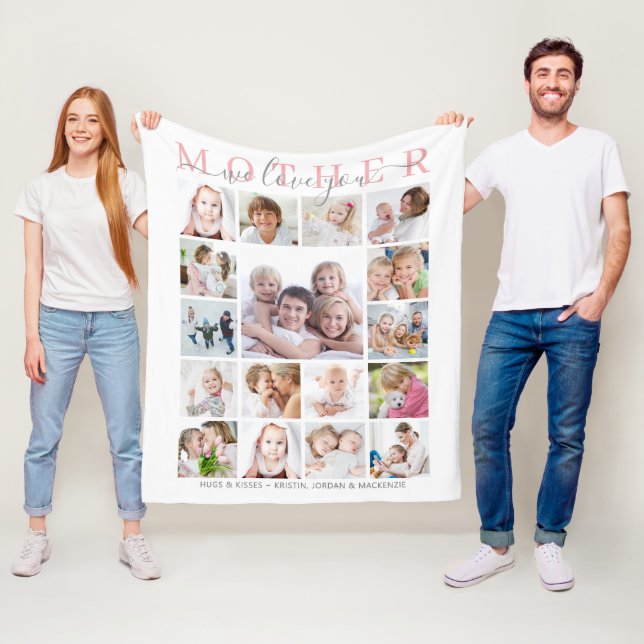 Couverture Polaire Mère Nous Vous Aimons 17 Script Photo Personnalisé (En situation)