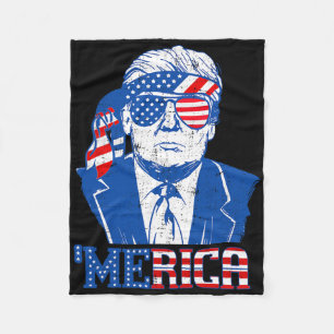 Couverture Polaire Merica Trump 4 juillet heureux Trump Drapeau améri