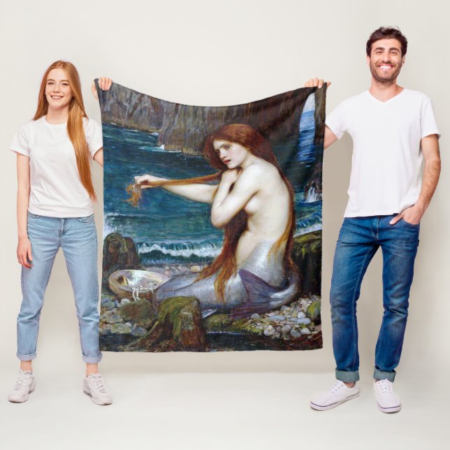 Couverture Polaire Mermaid, John William Waterhouse (En situation)