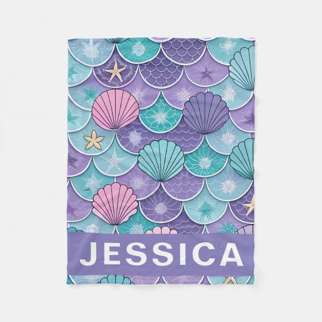 Couverture Polaire Mermaid Scales Seashell Pattern Fantasy (Devant)