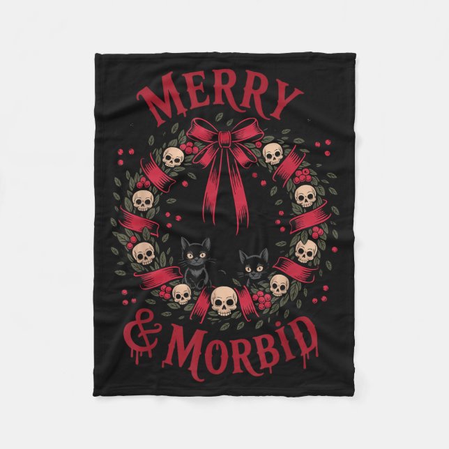 Couverture Polaire Merry And Morbid Christmas Funny Cute Cats Goth Cr (Devant)