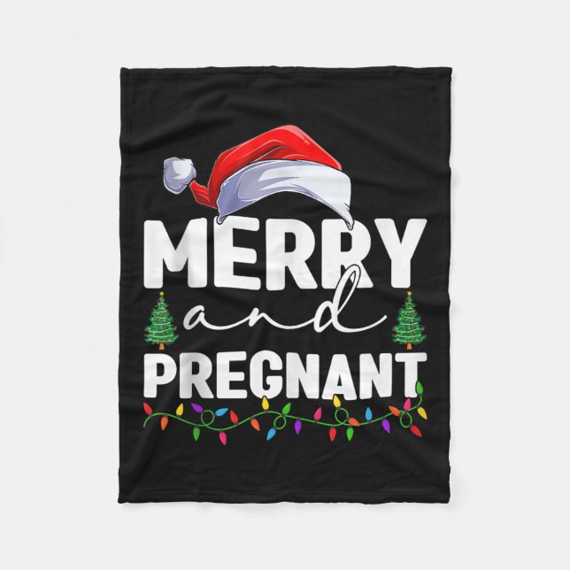 Couverture Polaire Merry And Pregnant Christmas Pregnancy Announcemen (Devant)