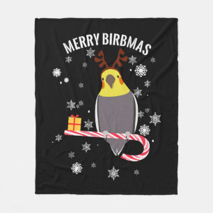 Couverture Polaire Merry Birbmas Funny Cockatiel Bird Holiday for Chr