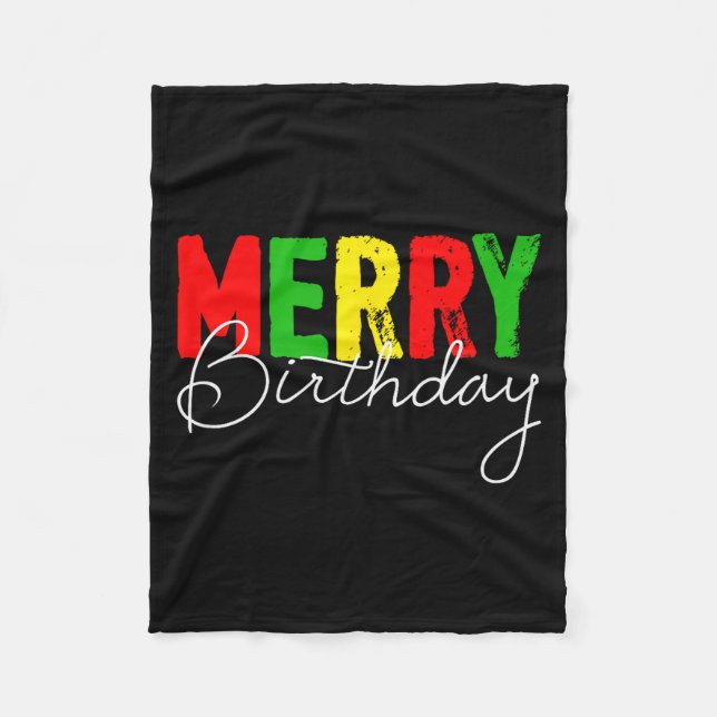 Couverture Polaire Merry Birthday, Born On Christmas Day  (Devant)