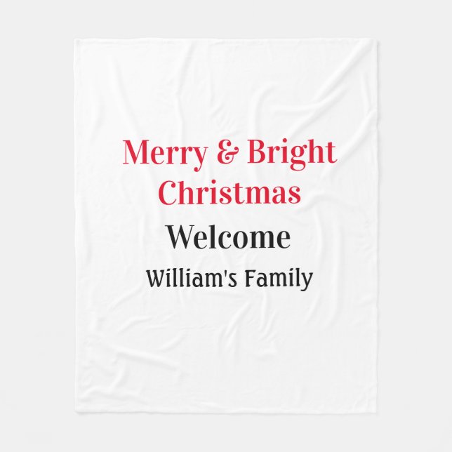 Couverture Polaire Merry Bright Christmas ajouter nom de famille bien (Devant)