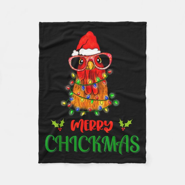 Couverture Polaire Merry Chickmas Ornament Lights Chicken Farmer Chri (Devant)