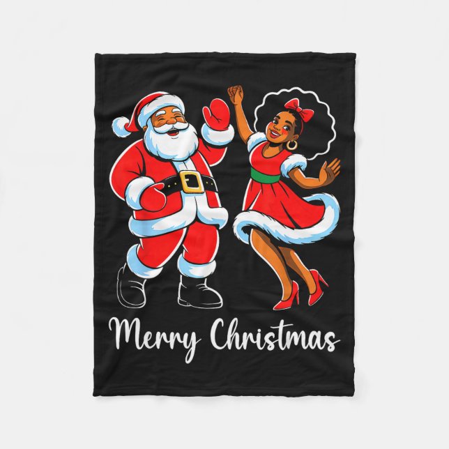 Couverture Polaire Merry Christmas African American Santa Claus Xmas  (Devant)