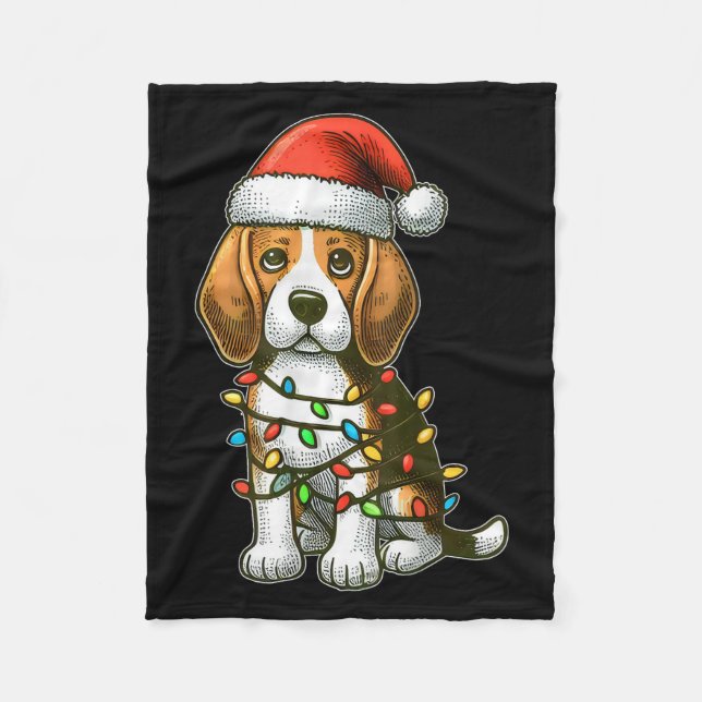 Couverture Polaire Merry Christmas Beagle Santa Christmas Lights Dog  (Devant)