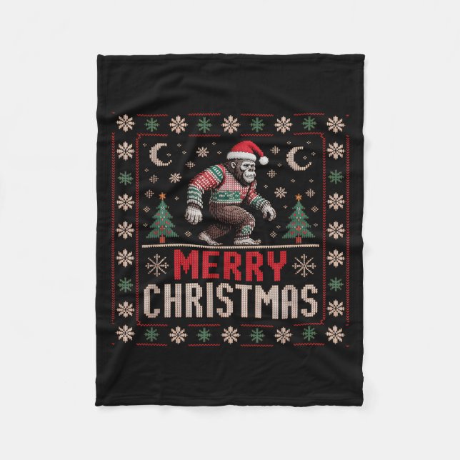 Couverture Polaire Merry Christmas Bigfoot Funny Ugly Sweater Art  (Devant)