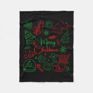 Couverture Polaire Merry Christmas Bow Santa Xmas Coquette Aesthetic 
