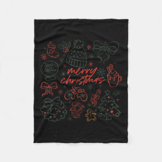 Couverture Polaire Merry Christmas Bow Santa Xmas Coquette Aesthetic 