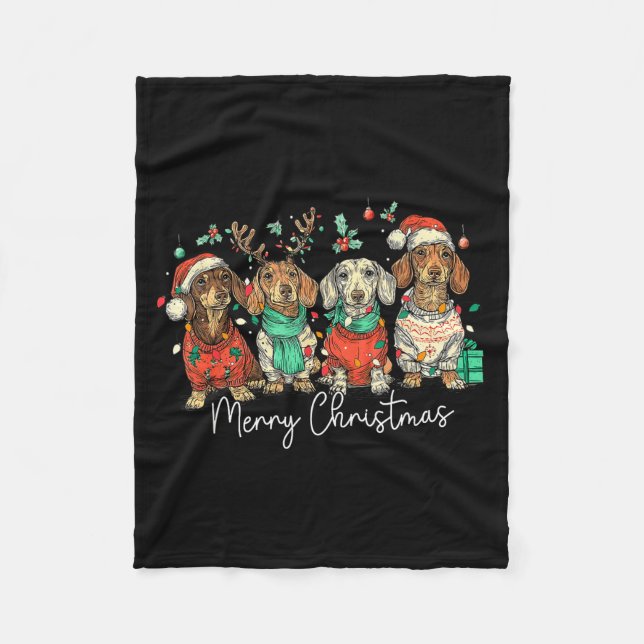 Couverture Polaire Merry Christmas Dachshund Dog Christmas Holiday Pe (Devant)