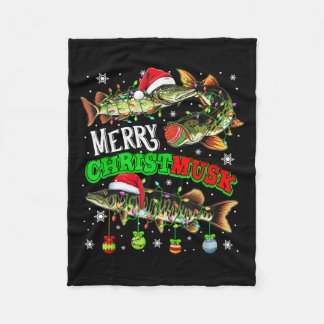 Couverture Polaire Merry Christmas Musky Three Santa Muskies Fisher F