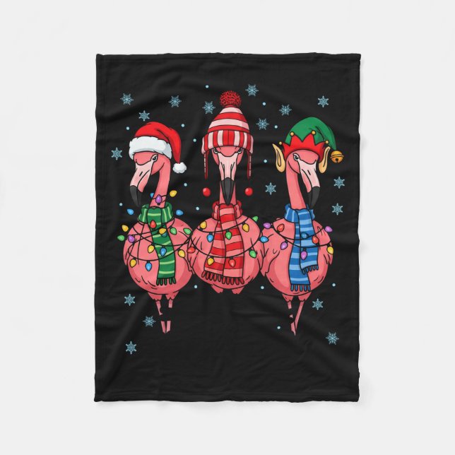 Couverture Polaire Merry Christmas Nk Flamingo Santa Hat Matching Fam (Devant)