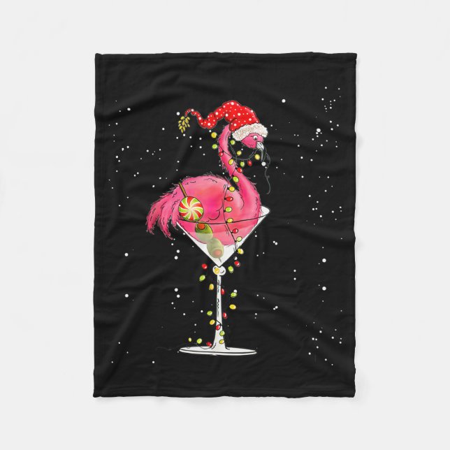 Couverture Polaire Merry Christmas Nk Flamingo Wine Drinking Lights X (Devant)