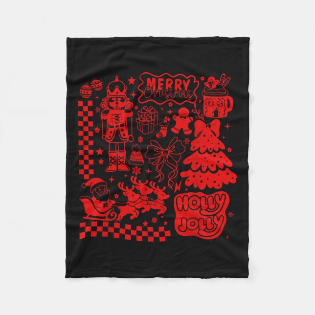 Couverture Polaire Merry Christmas Nutcracker Santa Clause Gingerbrea (Devant)