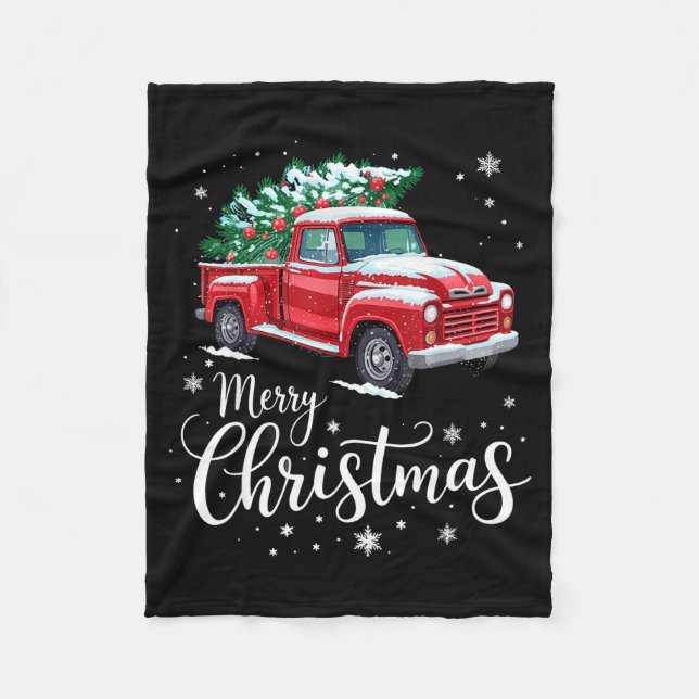 Couverture Polaire Merry Christmas Red Truck Family Matching Christma (Devant)