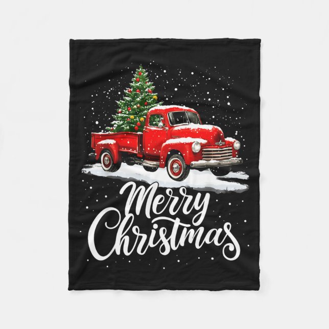 Couverture Polaire Merry Christmas Red Truck Family Matching Christma (Devant)