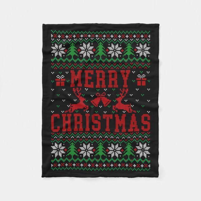 Couverture Polaire Merry Christmas Reindeer Snowflake Ugly Christmas  (Devant)