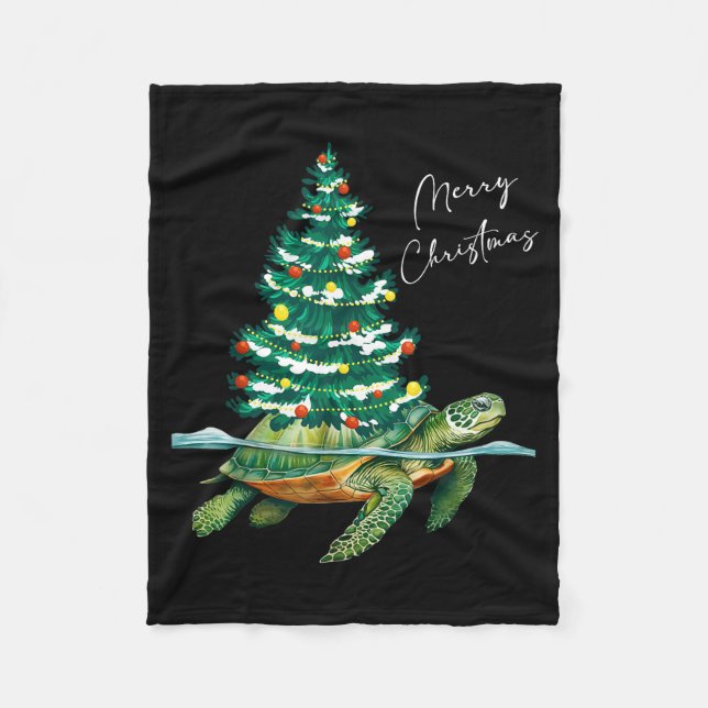 Couverture Polaire Merry Christmas Sea Turtle Xmas Tree Lights Pjs Me (Devant)