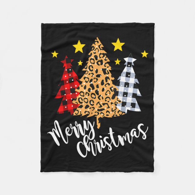 Couverture Polaire Merry Christmas Tree Buffalo Plaid Red Green Xmas  (Devant)