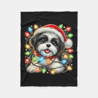 Couverture Polaire Merry Christmas Xmas Shih Tzu Santa Dog Men Women 
