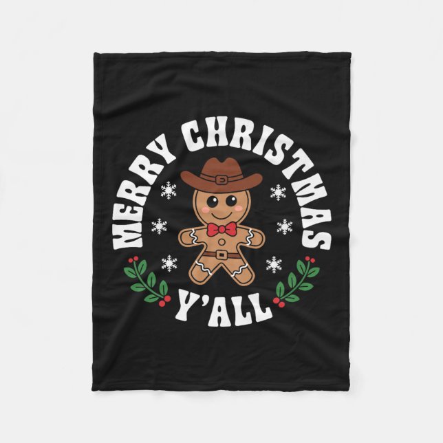 Couverture Polaire Merry Christmas Yall Gingerbread Cowboy Howdy West (Devant)