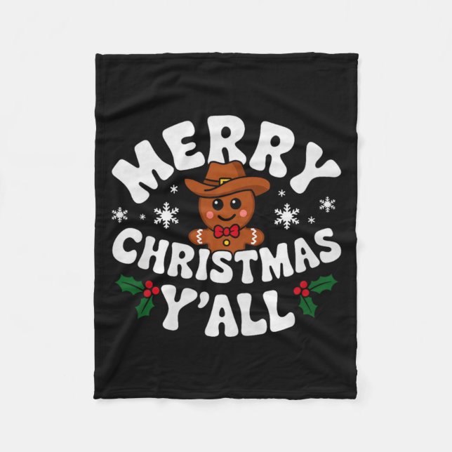 Couverture Polaire Merry Christmas Yall Gingerbread Cowboy Howdy West (Devant)