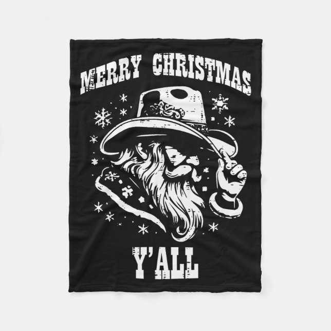 Couverture Polaire Merry Christmas Yall Santa Cowboy Xmas Country Men (Devant)