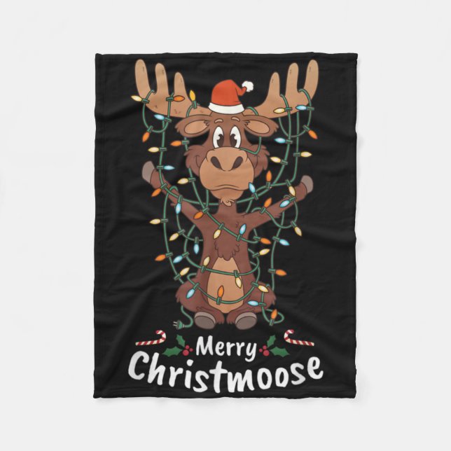 Couverture Polaire Merry Christmoose Christmas Moose Xmas Tree Lights (Devant)