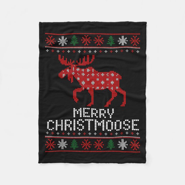 Couverture Polaire Merry Christmoose Funny Christmas Moose Sweater An (Devant)