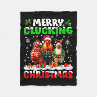 Couverture Polaire Merry Clucking Christmas Funny Chicken Santa Hat X