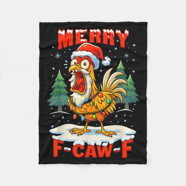Couverture Polaire Merry F-caw-f Chicken Christmas Funny Rooster Men  (Devant)